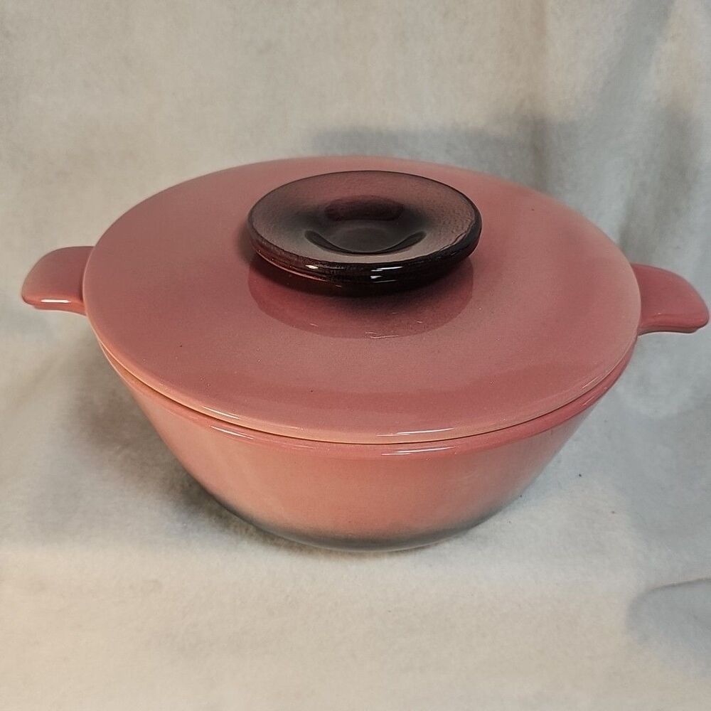 Vintage HULL USA No. 35  Black Ombre Lidded Casserole Dish Pottery  1950's MCM